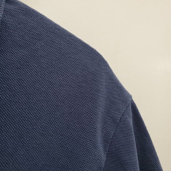 Zara Men's Faded Navy Blue Textured Cotton Distressed Short Sleeve Polo Size M‎ - Picture 2 of 5